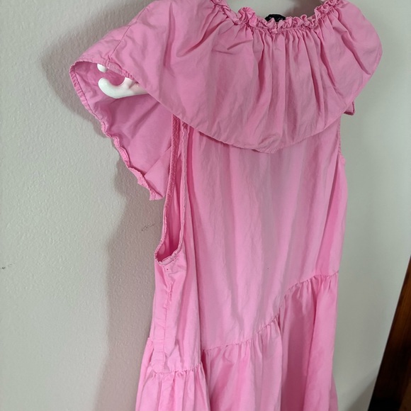 Zara Pink Poplin Dress Ruffle Mini Ballet Soft Girl Romantic Coquette Size XS - Picture 9 of 10